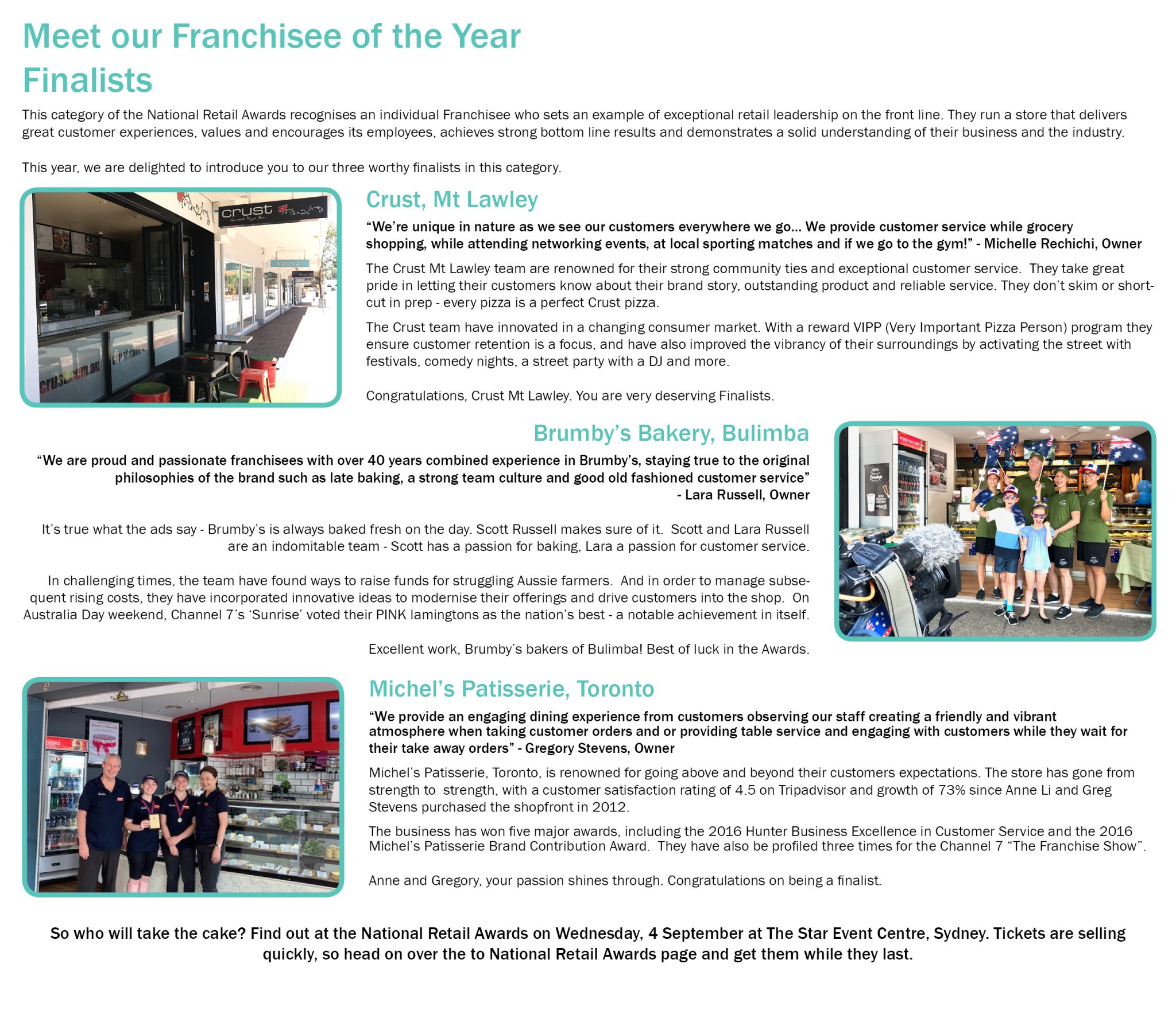 franchisee of the year national retail awards association