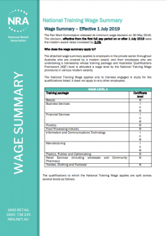 National Training Wage Summary