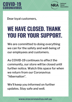 Covid-19 Campaign Poster - Closed, Thank You