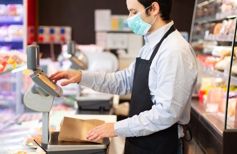 retail worker wearing mask