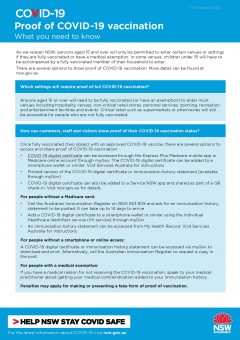 NSW Reopening - Proof of COVID-19 Vaccination