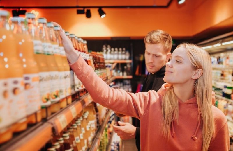 Consumer browsing shelves