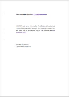 Proposed rules of the Australian Retail Council